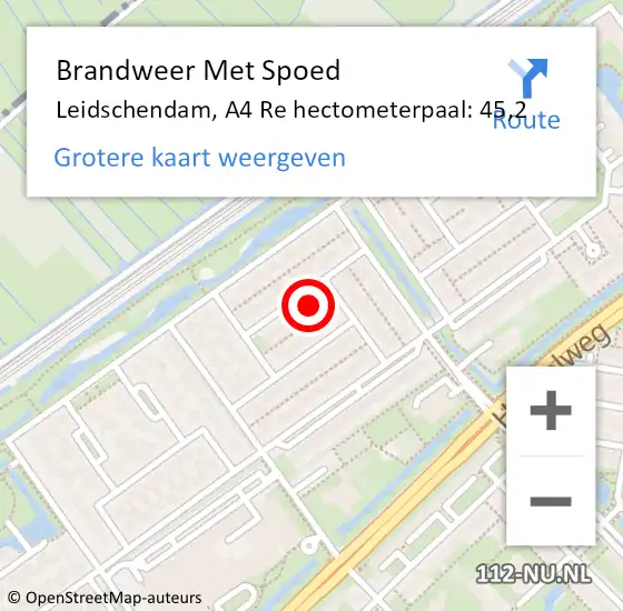 Locatie op kaart van de 112 melding: Brandweer Met Spoed Naar Leidschendam, A4 Re hectometerpaal: 45,2 op 26 april 2019 20:07