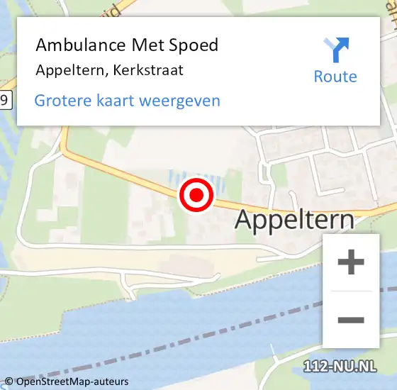 Locatie op kaart van de 112 melding: Ambulance Met Spoed Naar Appeltern, Kerkstraat op 26 april 2019 20:14