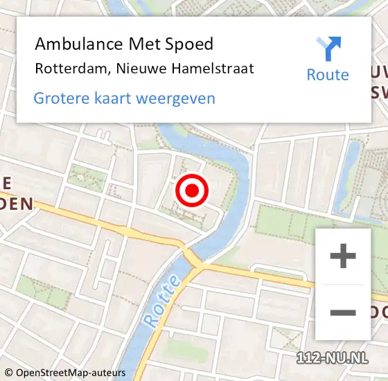 Locatie op kaart van de 112 melding: Ambulance Met Spoed Naar Rotterdam, Nieuwe Hamelstraat op 27 april 2019 04:15