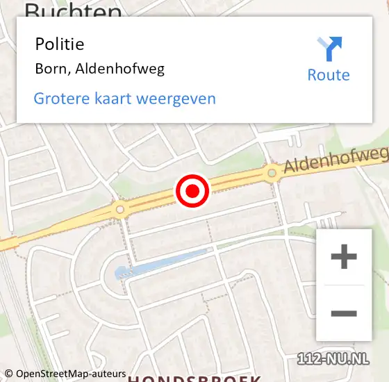 Locatie op kaart van de 112 melding: Politie Born, Aldenhofweg op 27 april 2019 10:54