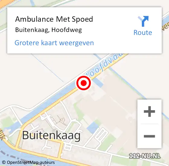 Locatie op kaart van de 112 melding: Ambulance Met Spoed Naar Buitenkaag, Hoofdweg op 27 april 2019 11:06