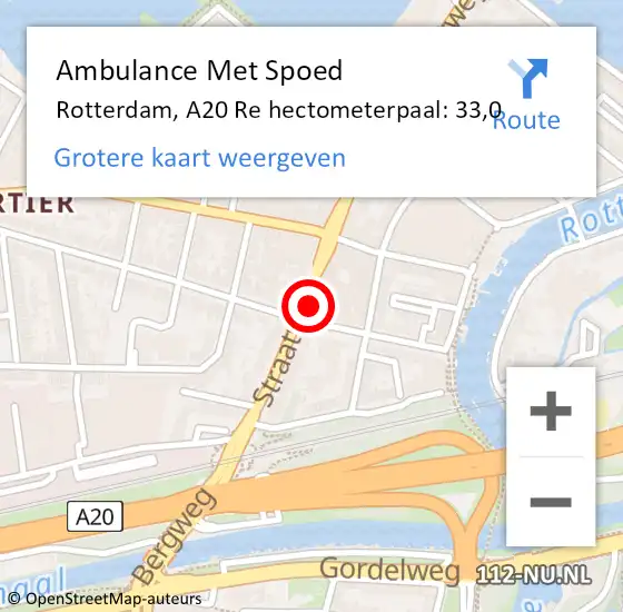Locatie op kaart van de 112 melding: Ambulance Met Spoed Naar Rotterdam, A16 Re hectometerpaal: 16,8 op 27 april 2019 15:15