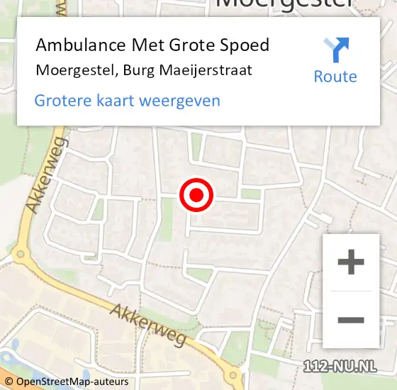 Locatie op kaart van de 112 melding: Ambulance Met Grote Spoed Naar Moergestel, Burg Maeijerstraat op 27 september 2013 07:41
