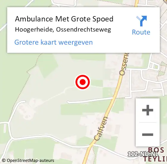 Locatie op kaart van de 112 melding: Ambulance Met Grote Spoed Naar Hoogerheide, Ossendrechtseweg op 27 april 2019 18:37