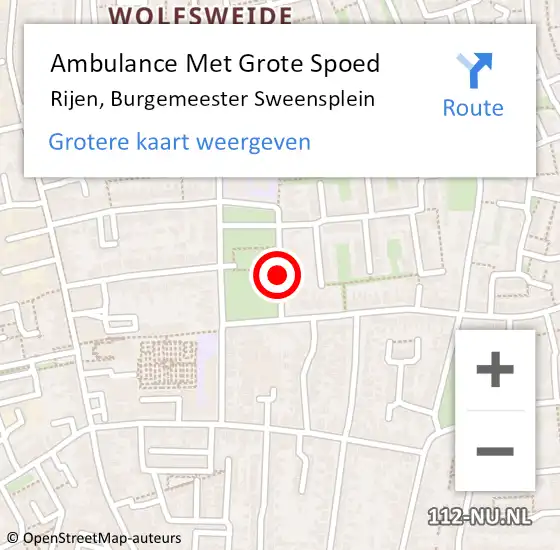Locatie op kaart van de 112 melding: Ambulance Met Grote Spoed Naar Rijen, Burgemeester Sweensplein op 28 april 2019 00:05