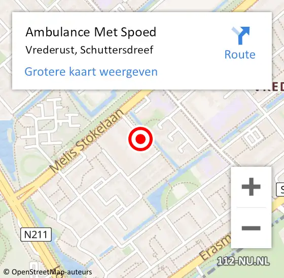 Locatie op kaart van de 112 melding: Ambulance Met Spoed Naar Vrederust, Schuttersdreef op 28 april 2019 08:08