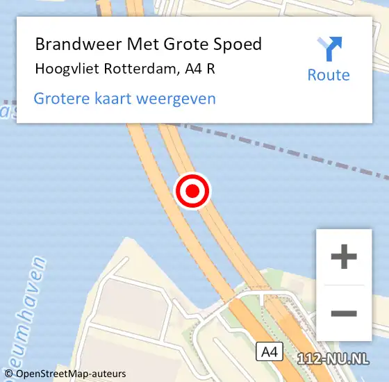 Locatie op kaart van de 112 melding: Brandweer Met Grote Spoed Naar Hoogvliet Rotterdam, A4 R op 28 april 2019 13:20
