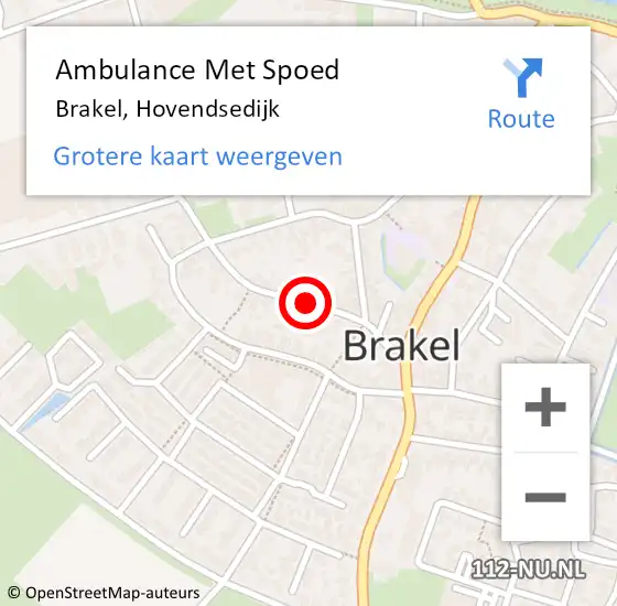 Locatie op kaart van de 112 melding: Ambulance Met Spoed Naar Brakel, Hovendsedijk op 28 april 2019 14:09