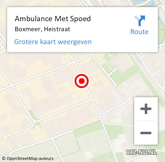 Locatie op kaart van de 112 melding: Ambulance Met Spoed Naar Boxmeer, Heistraat op 28 april 2019 14:57