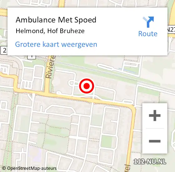 Locatie op kaart van de 112 melding: Ambulance Met Spoed Naar Helmond, Hof Bruheze op 28 april 2019 16:17
