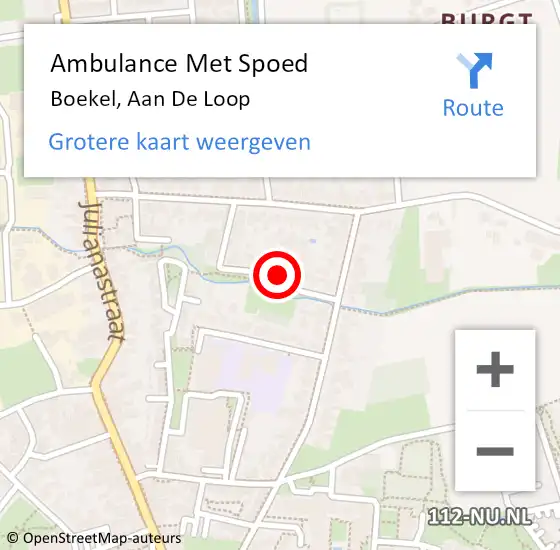 Locatie op kaart van de 112 melding: Ambulance Met Spoed Naar Boekel, Aan De Loop op 28 april 2019 16:20