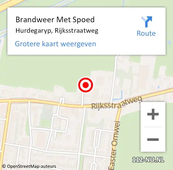 Locatie op kaart van de 112 melding: Brandweer Met Spoed Naar Hurdegaryp, Rijksstraatweg op 28 april 2019 17:16