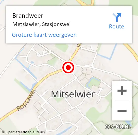 Locatie op kaart van de 112 melding: Brandweer Metslawier, Stasjonswei op 28 april 2019 20:54