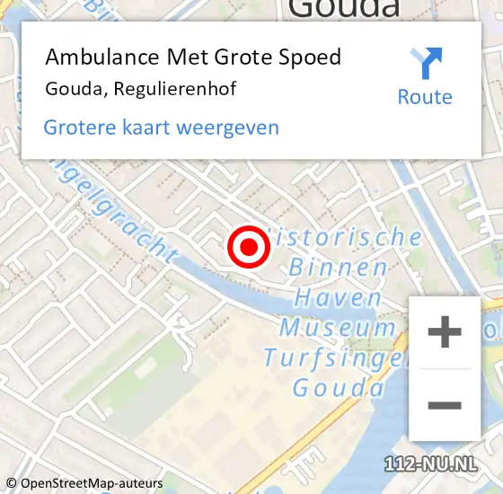Locatie op kaart van de 112 melding: Ambulance Met Grote Spoed Naar Gouda, Regulierenhof op 28 april 2019 21:04