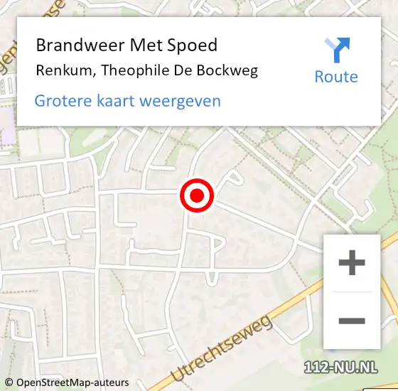 Locatie op kaart van de 112 melding: Brandweer Met Spoed Naar Renkum, Theophile De Bockweg op 28 april 2019 23:29