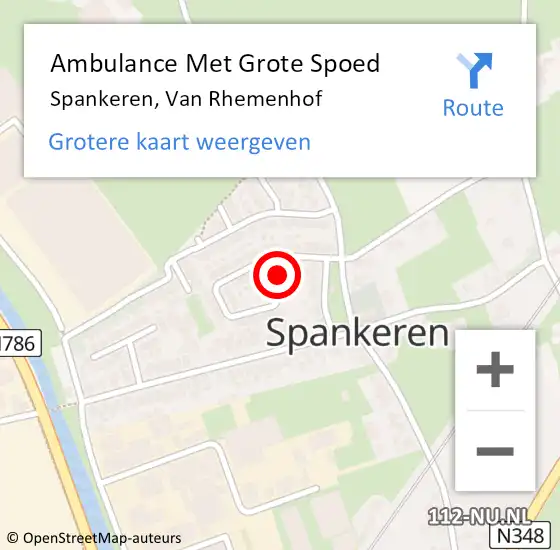Locatie op kaart van de 112 melding: Ambulance Met Grote Spoed Naar Spankeren, Van Rhemenhof op 29 april 2019 03:41