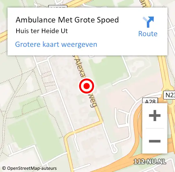 Locatie op kaart van de 112 melding: Ambulance Met Grote Spoed Naar Huis ter Heide Ut op 29 april 2019 08:12