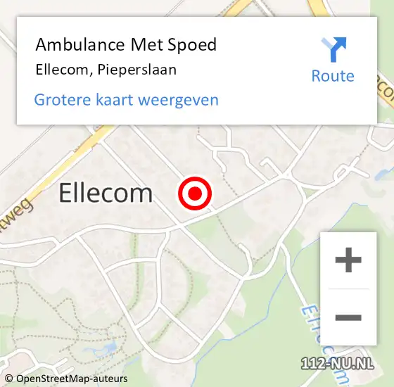 Locatie op kaart van de 112 melding: Ambulance Met Spoed Naar Ellecom, Pieperslaan op 29 april 2019 08:38