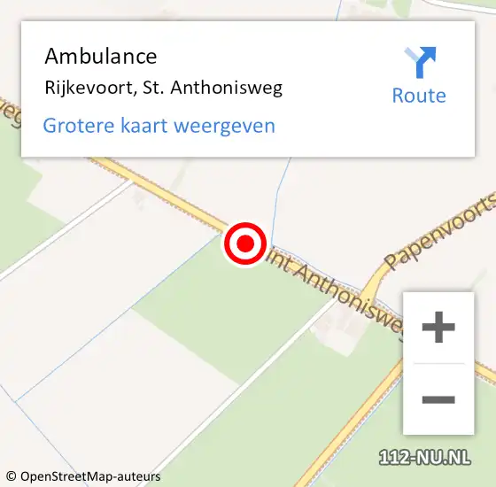 Locatie op kaart van de 112 melding: Ambulance Rijkevoort, St. Anthonisweg op 29 april 2019 09:41