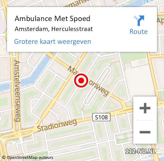 Locatie op kaart van de 112 melding: Ambulance Met Spoed Naar Amsterdam, Herculesstraat op 29 april 2019 11:36