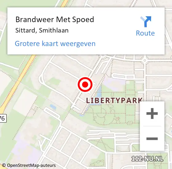 Locatie op kaart van de 112 melding: Brandweer Met Spoed Naar Sittard, Smithlaan op 29 april 2019 14:39