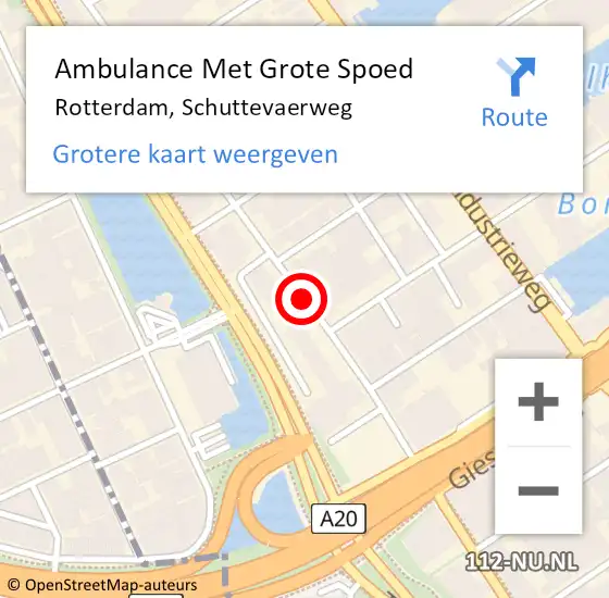 Locatie op kaart van de 112 melding: Ambulance Met Grote Spoed Naar Rotterdam, Schuttevaerweg op 29 april 2019 14:57