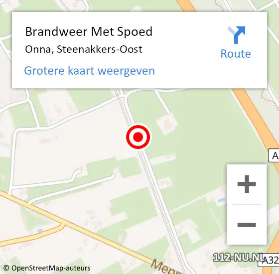 Locatie op kaart van de 112 melding: Brandweer Met Spoed Naar Onna, Steenakkers-Oost op 29 april 2019 17:21