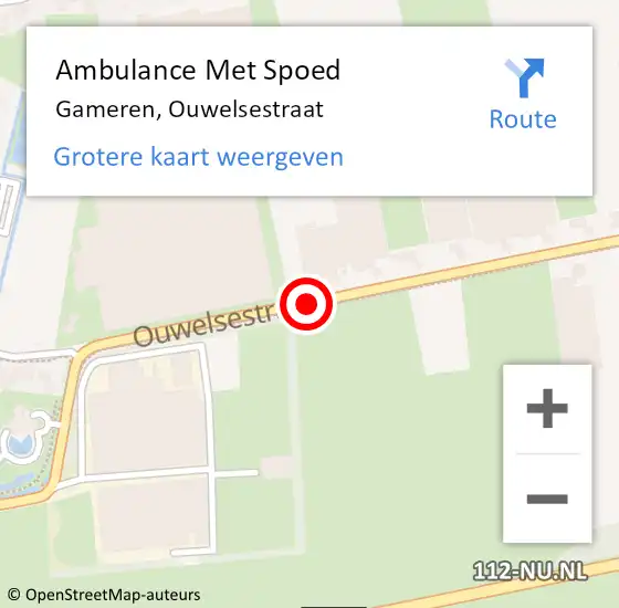 Locatie op kaart van de 112 melding: Ambulance Met Spoed Naar Gameren, Ouwelsestraat op 29 april 2019 18:33