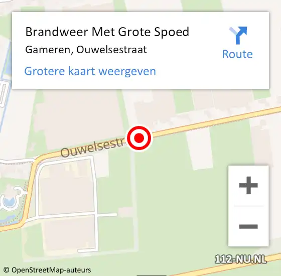 Locatie op kaart van de 112 melding: Brandweer Met Grote Spoed Naar Gameren, Ouwelsestraat op 29 april 2019 18:35