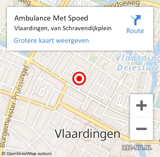 Locatie op kaart van de 112 melding: Ambulance Met Spoed Naar Vlaardingen, van Schravendijkplein op 29 april 2019 19:11