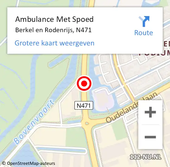 Locatie op kaart van de 112 melding: Ambulance Met Spoed Naar Berkel en Rodenrijs, N471 op 29 april 2019 22:17
