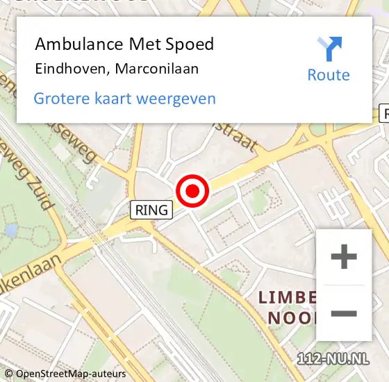 Locatie op kaart van de 112 melding: Ambulance Met Spoed Naar Eindhoven, Marconilaan op 30 april 2019 00:20