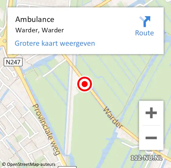Locatie op kaart van de 112 melding: Ambulance Warder, Warder op 30 april 2019 10:58