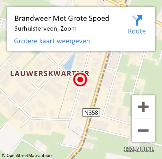 Locatie op kaart van de 112 melding: Brandweer Met Grote Spoed Naar Surhuisterveen, Zoom op 30 april 2019 11:13