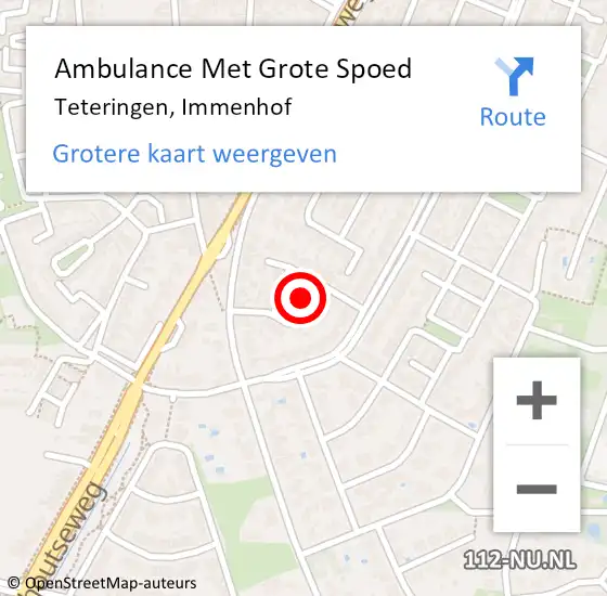 Locatie op kaart van de 112 melding: Ambulance Met Grote Spoed Naar Teteringen, Immenhof op 30 april 2019 13:18