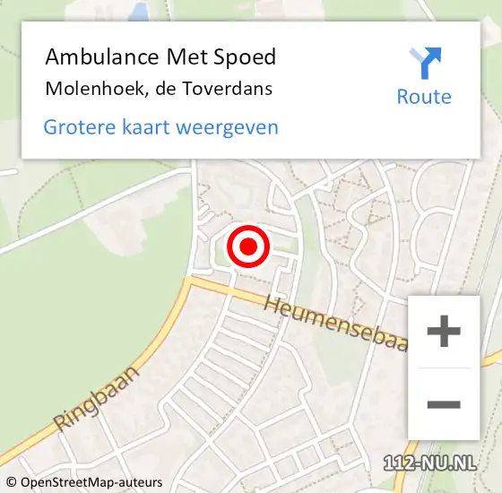 Locatie op kaart van de 112 melding: Ambulance Met Spoed Naar Molenhoek, De Toverdans op 30 april 2019 16:39