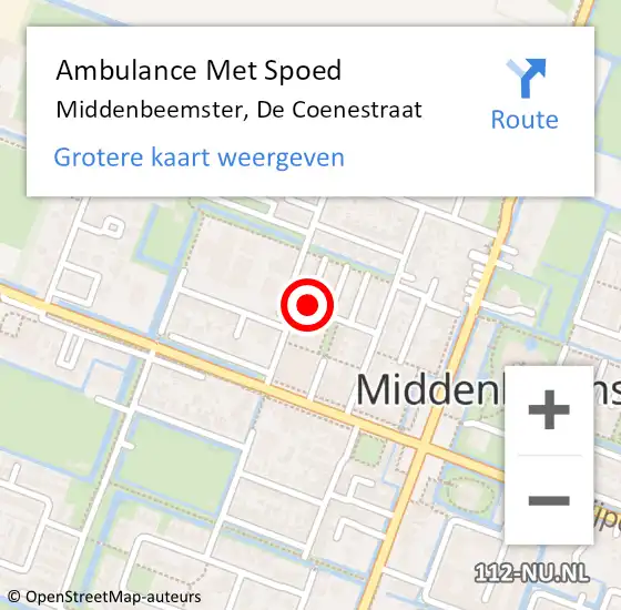 Locatie op kaart van de 112 melding: Ambulance Met Spoed Naar Middenbeemster, T. de Coenestraat op 30 april 2019 17:14