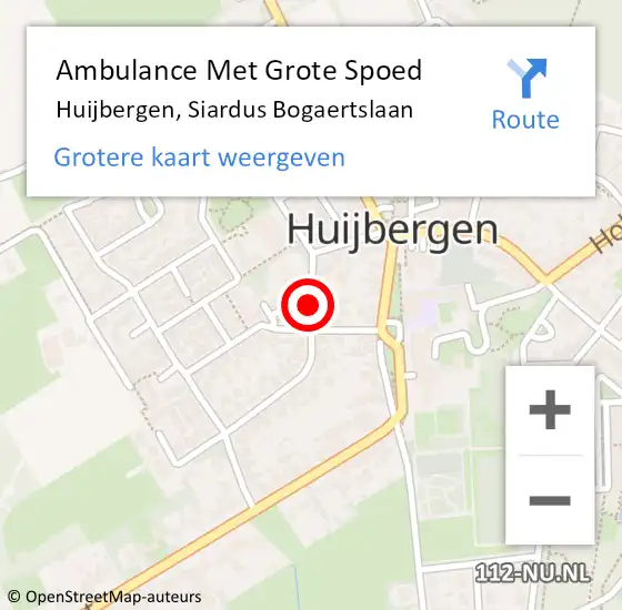 Locatie op kaart van de 112 melding: Ambulance Met Grote Spoed Naar Huijbergen, Siardus Bogaertslaan op 1 mei 2019 11:56