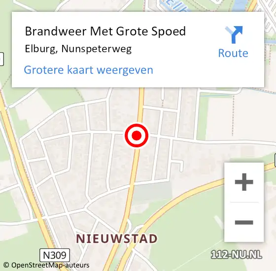 Locatie op kaart van de 112 melding: Brandweer Met Grote Spoed Naar Elburg, Nunspeterweg op 1 mei 2019 12:58