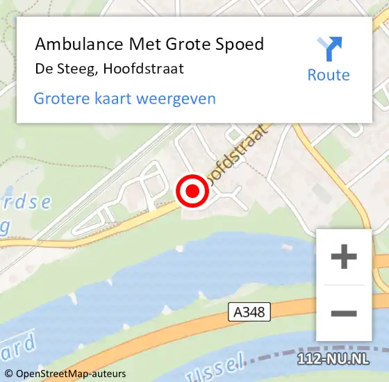 Locatie op kaart van de 112 melding: Ambulance Met Grote Spoed Naar De Steeg, Hoofdstraat op 1 mei 2019 16:18