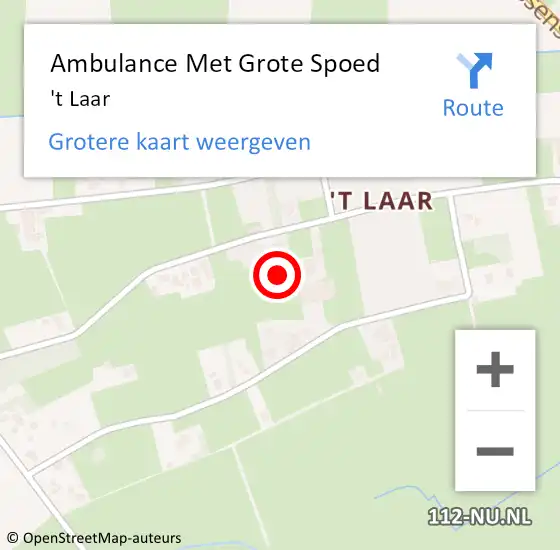 Locatie op kaart van de 112 melding: Ambulance Met Grote Spoed Naar 't Laar op 1 mei 2019 18:08