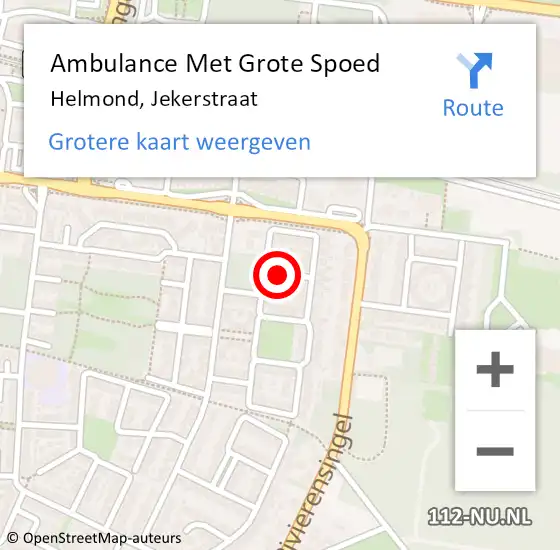 Locatie op kaart van de 112 melding: Ambulance Met Grote Spoed Naar Helmond, Jekerstraat op 1 mei 2019 19:14