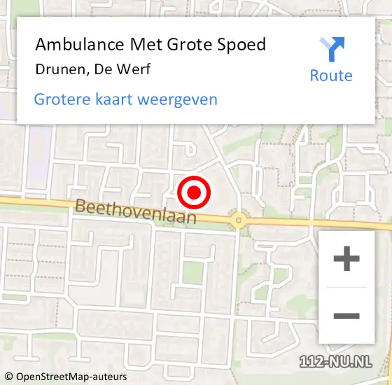 Locatie op kaart van de 112 melding: Ambulance Met Grote Spoed Naar Drunen, De Werf op 1 mei 2019 22:22