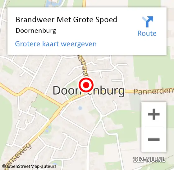 Locatie op kaart van de 112 melding: Brandweer Met Grote Spoed Naar Doornenburg op 2 mei 2019 02:00