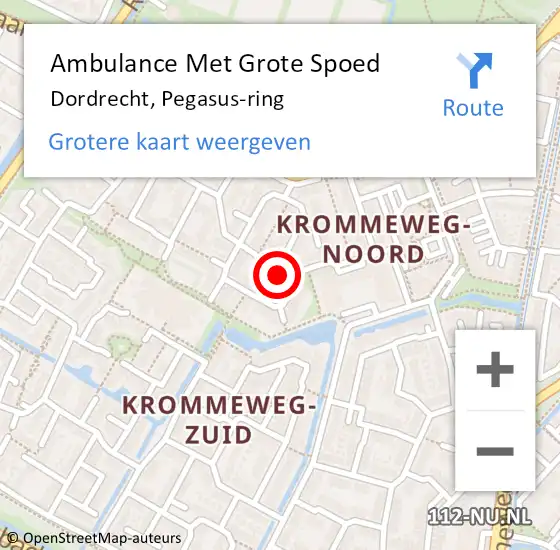 Locatie op kaart van de 112 melding: Ambulance Met Grote Spoed Naar Dordrecht, Pegasus-ring op 2 mei 2019 07:11
