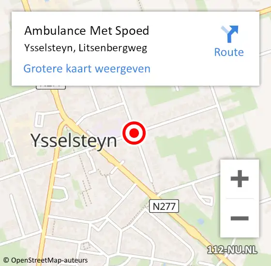 Locatie op kaart van de 112 melding: Ambulance Met Spoed Naar Ysselsteyn, Litsenbergweg op 2 mei 2019 15:10