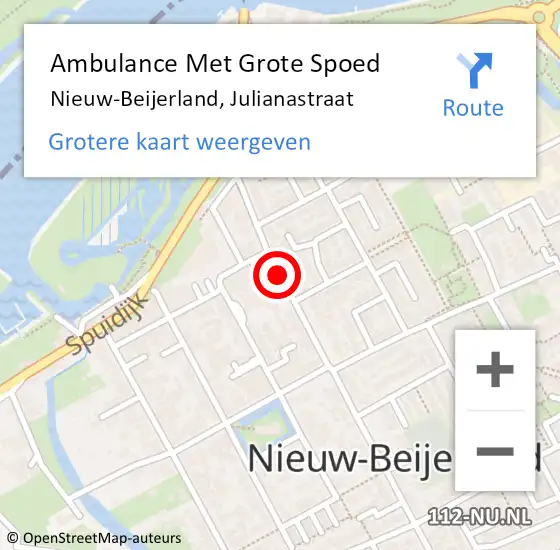 Locatie op kaart van de 112 melding: Ambulance Met Grote Spoed Naar Nieuw-Beijerland, Julianastraat op 3 mei 2019 03:03