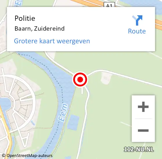Locatie op kaart van de 112 melding: Politie Baarn, Zuidereind op 3 mei 2019 11:27