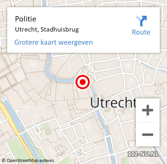 Locatie op kaart van de 112 melding: Politie Utrecht, Stadhuisbrug op 3 mei 2019 13:04