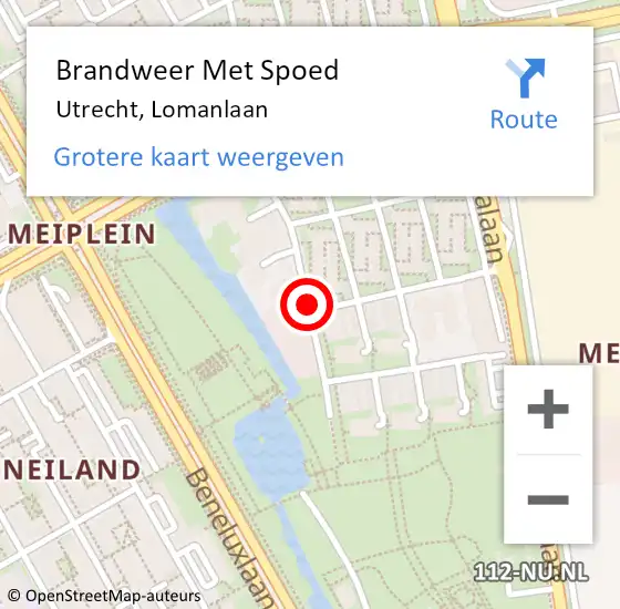 Locatie op kaart van de 112 melding: Brandweer Met Spoed Naar Utrecht, Lomanlaan op 3 mei 2019 22:14